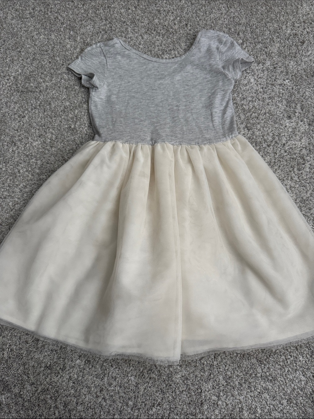 Old Navy Grey Knit Top with Cream Tulle Skirt Dress